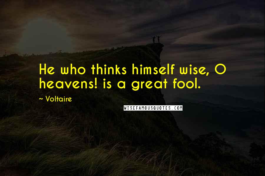 Voltaire Quotes: He who thinks himself wise, O heavens! is a great fool.