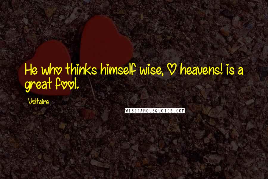 Voltaire Quotes: He who thinks himself wise, O heavens! is a great fool.