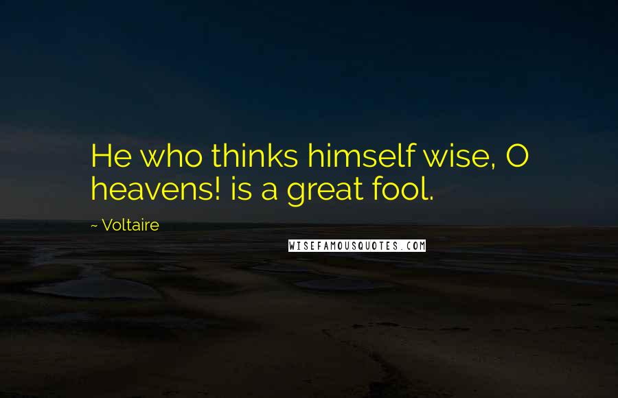 Voltaire Quotes: He who thinks himself wise, O heavens! is a great fool.