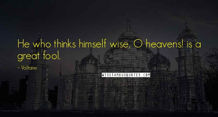 Voltaire Quotes: He who thinks himself wise, O heavens! is a great fool.