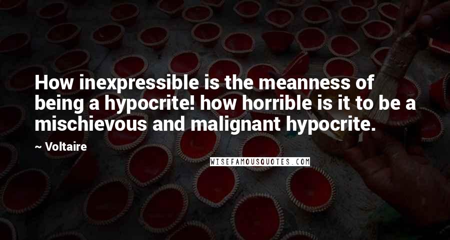 Voltaire Quotes: How inexpressible is the meanness of being a hypocrite! how horrible is it to be a mischievous and malignant hypocrite.