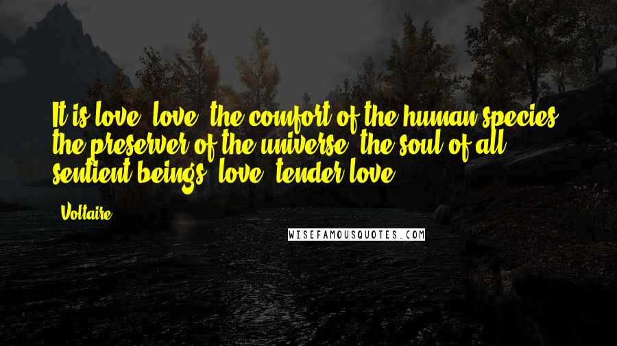 Voltaire Quotes: It is love; love, the comfort of the human species, the preserver of the universe, the soul of all sentient beings, love, tender love.