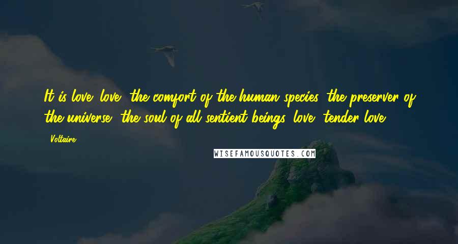Voltaire Quotes: It is love; love, the comfort of the human species, the preserver of the universe, the soul of all sentient beings, love, tender love.