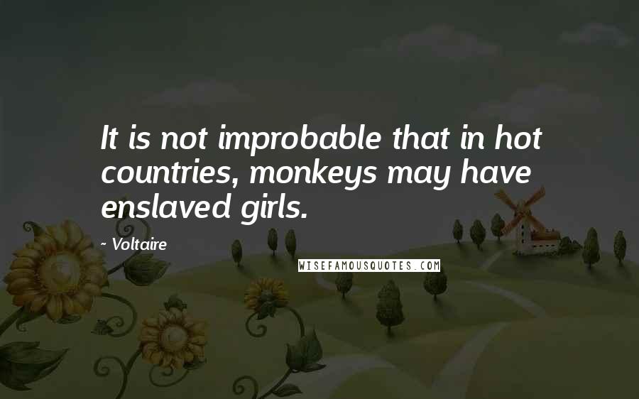 Voltaire Quotes: It is not improbable that in hot countries, monkeys may have enslaved girls.