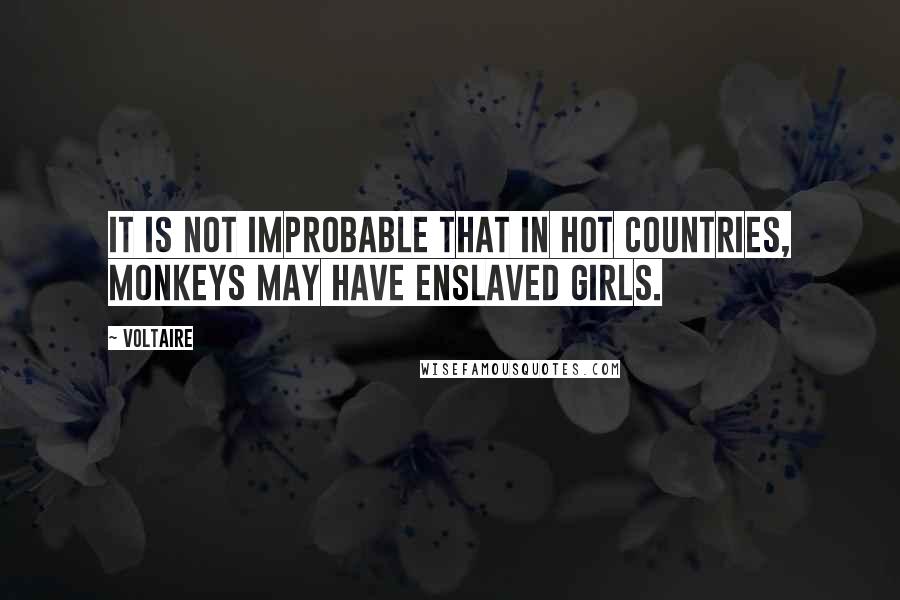 Voltaire Quotes: It is not improbable that in hot countries, monkeys may have enslaved girls.