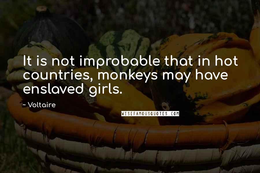 Voltaire Quotes: It is not improbable that in hot countries, monkeys may have enslaved girls.