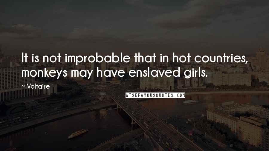 Voltaire Quotes: It is not improbable that in hot countries, monkeys may have enslaved girls.