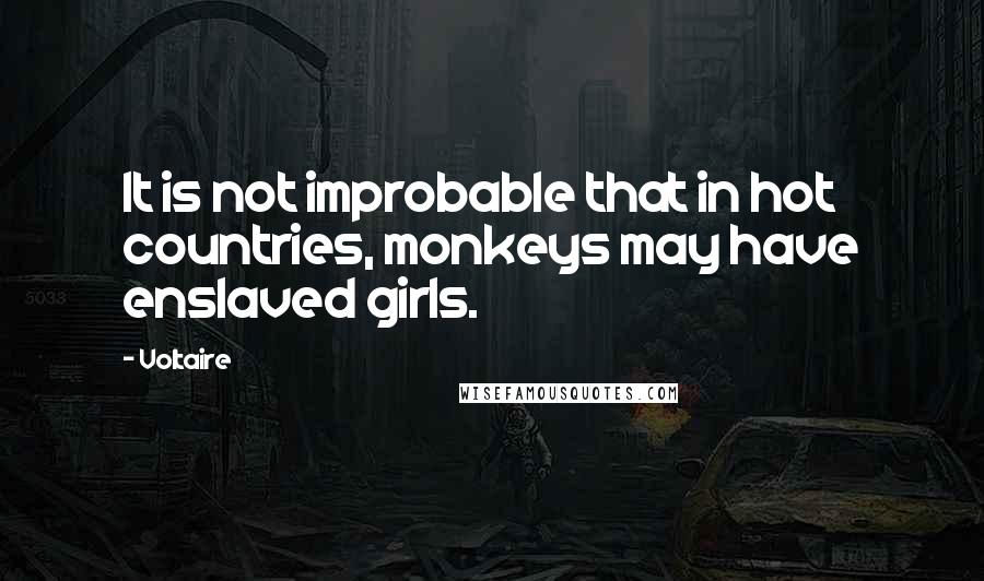 Voltaire Quotes: It is not improbable that in hot countries, monkeys may have enslaved girls.