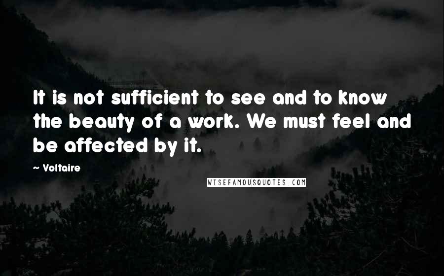 Voltaire Quotes: It is not sufficient to see and to know the beauty of a work. We must feel and be affected by it.