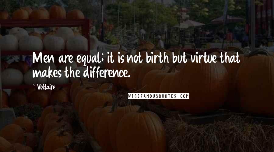 Voltaire Quotes: Men are equal; it is not birth but virtue that makes the difference.