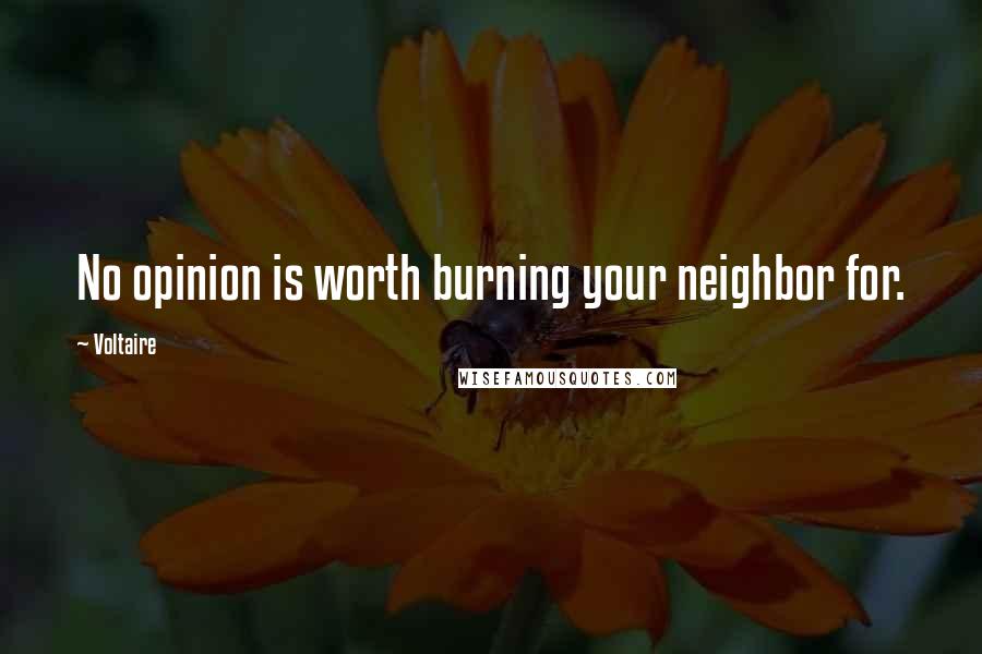 Voltaire Quotes: No opinion is worth burning your neighbor for.