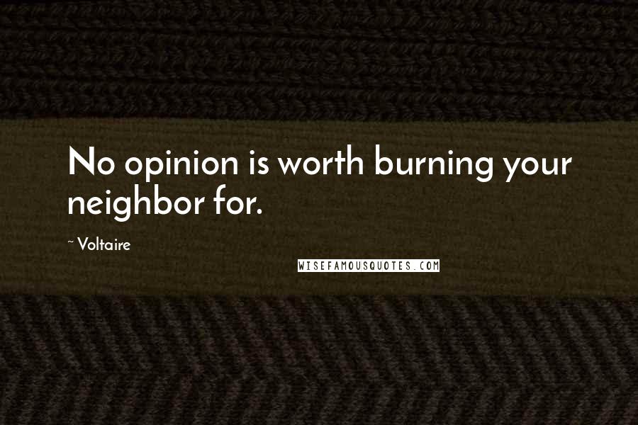 Voltaire Quotes: No opinion is worth burning your neighbor for.