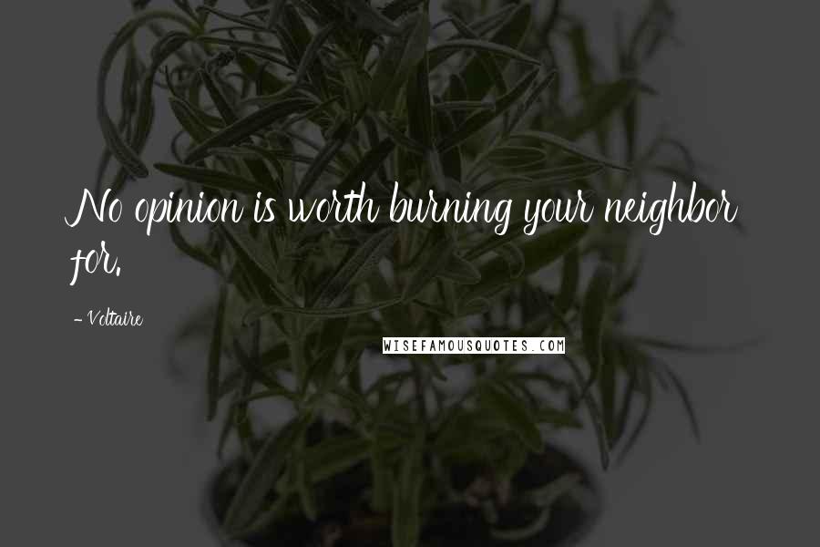 Voltaire Quotes: No opinion is worth burning your neighbor for.