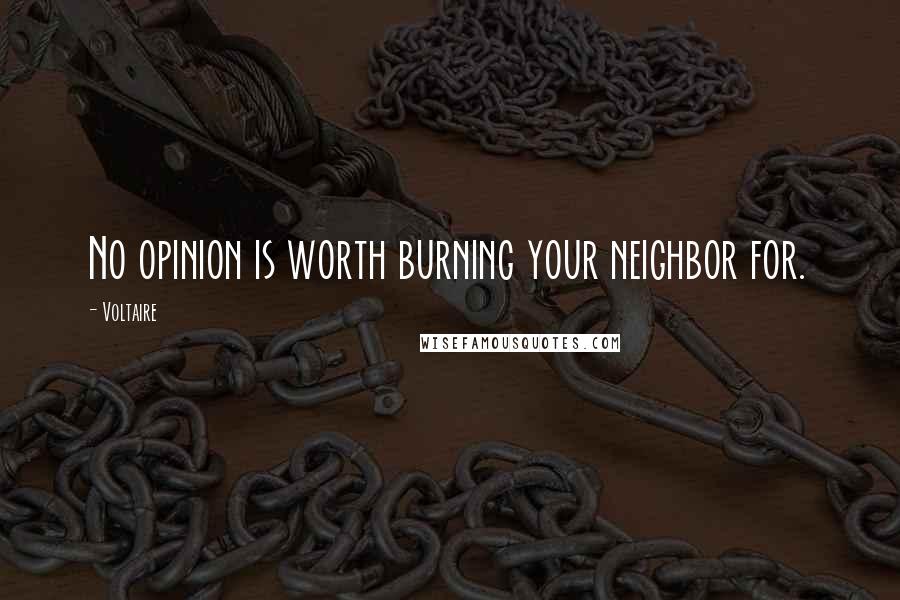 Voltaire Quotes: No opinion is worth burning your neighbor for.