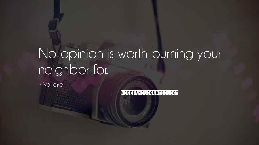 Voltaire Quotes: No opinion is worth burning your neighbor for.
