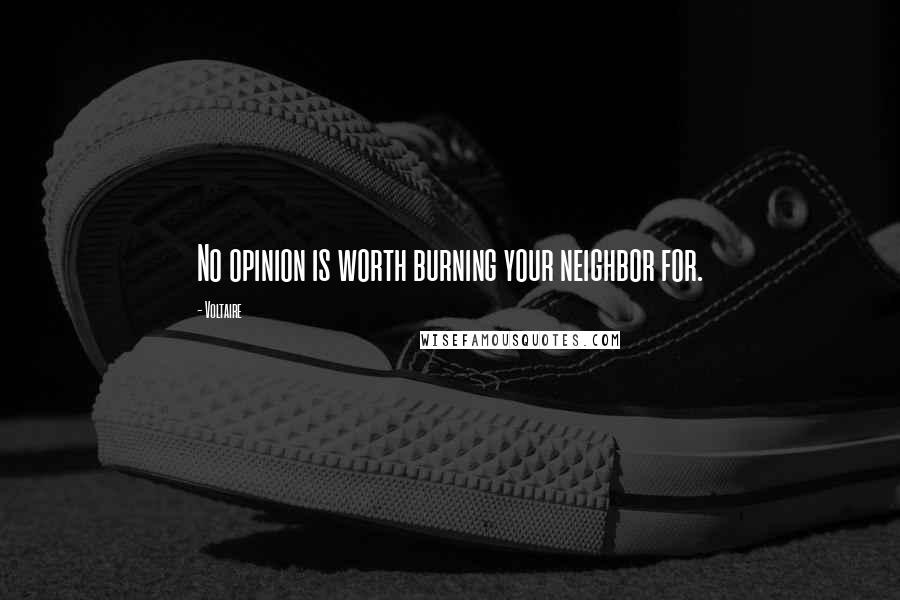 Voltaire Quotes: No opinion is worth burning your neighbor for.