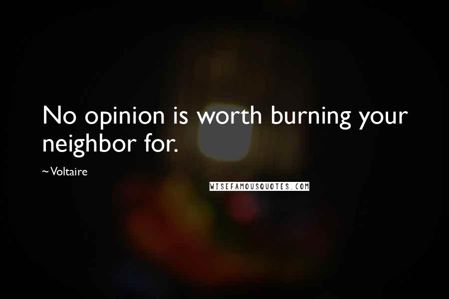 Voltaire Quotes: No opinion is worth burning your neighbor for.