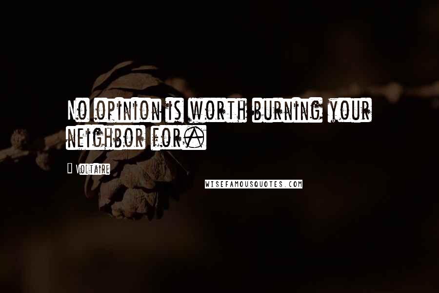 Voltaire Quotes: No opinion is worth burning your neighbor for.