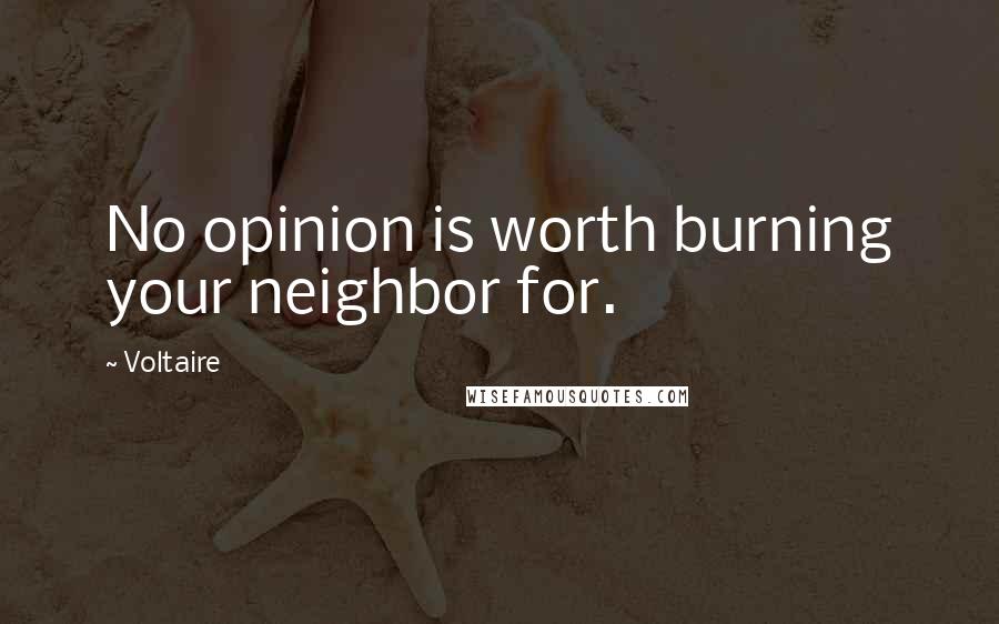 Voltaire Quotes: No opinion is worth burning your neighbor for.