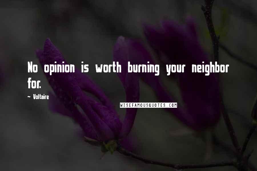 Voltaire Quotes: No opinion is worth burning your neighbor for.