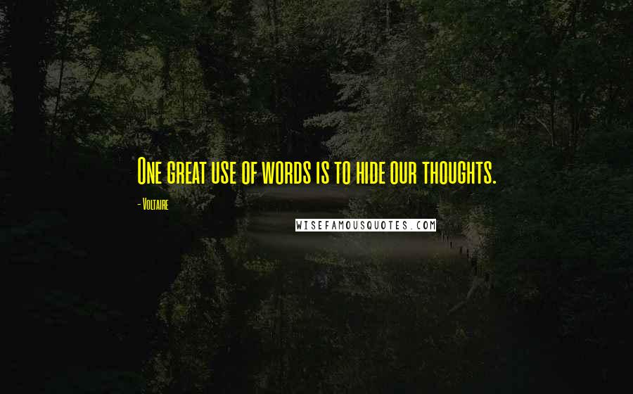 Voltaire Quotes: One great use of words is to hide our thoughts.