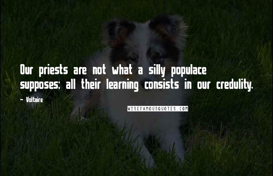 Voltaire Quotes: Our priests are not what a silly populace supposes; all their learning consists in our credulity.