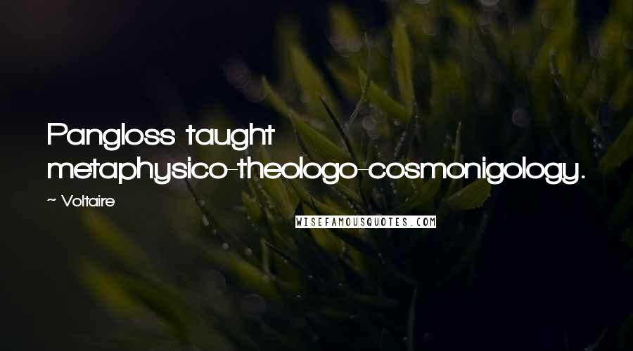 Voltaire Quotes: Pangloss taught metaphysico-theologo-cosmonigology.