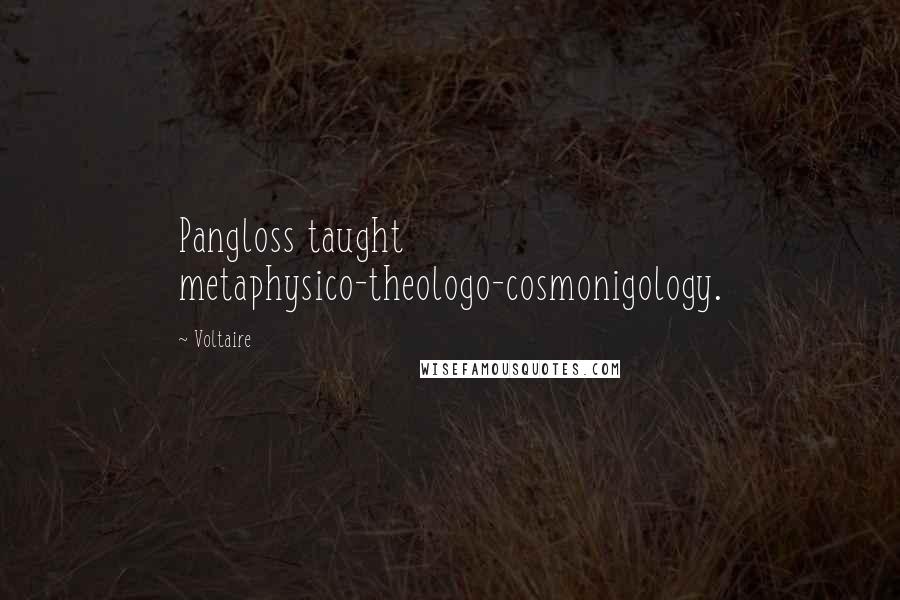 Voltaire Quotes: Pangloss taught metaphysico-theologo-cosmonigology.