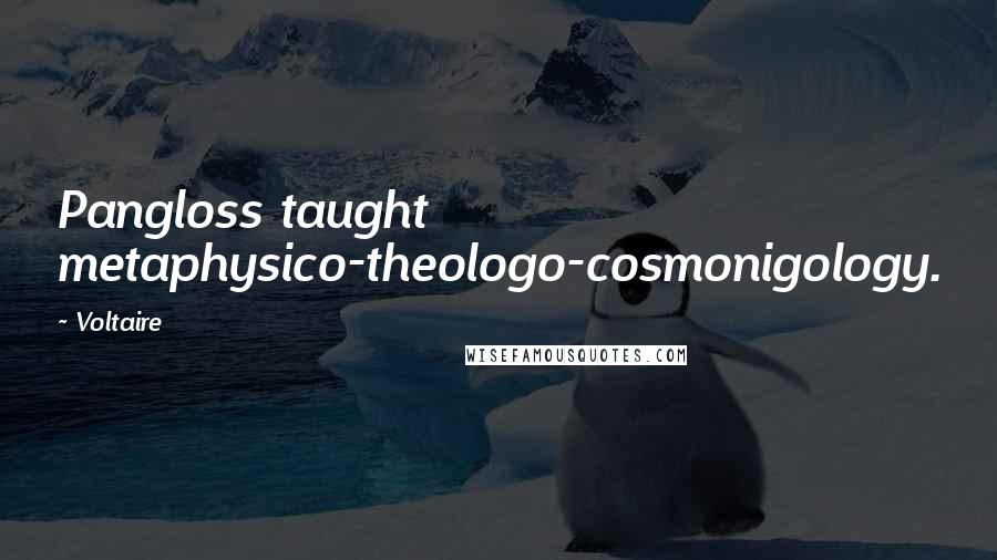 Voltaire Quotes: Pangloss taught metaphysico-theologo-cosmonigology.