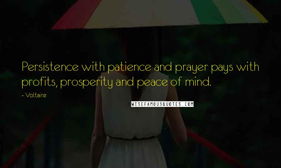 Voltaire Quotes: Persistence with patience and prayer pays with profits, prosperity and peace of mind.