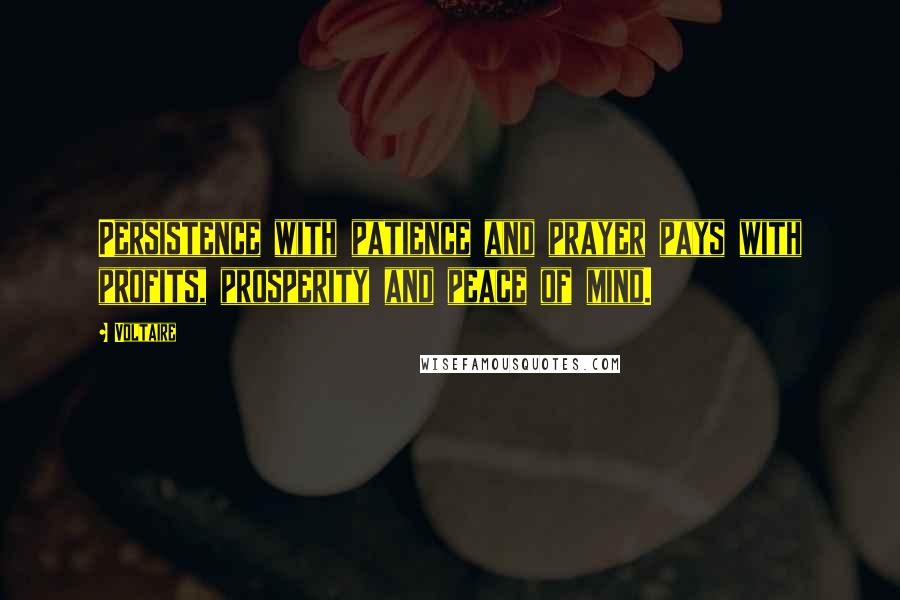 Voltaire Quotes: Persistence with patience and prayer pays with profits, prosperity and peace of mind.