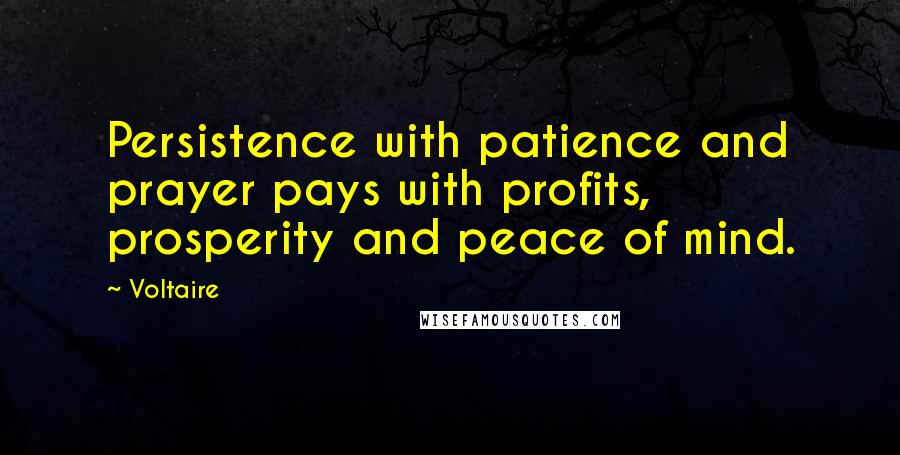 Voltaire Quotes: Persistence with patience and prayer pays with profits, prosperity and peace of mind.