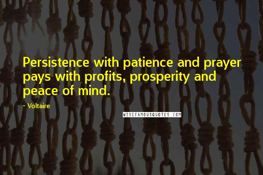 Voltaire Quotes: Persistence with patience and prayer pays with profits, prosperity and peace of mind.