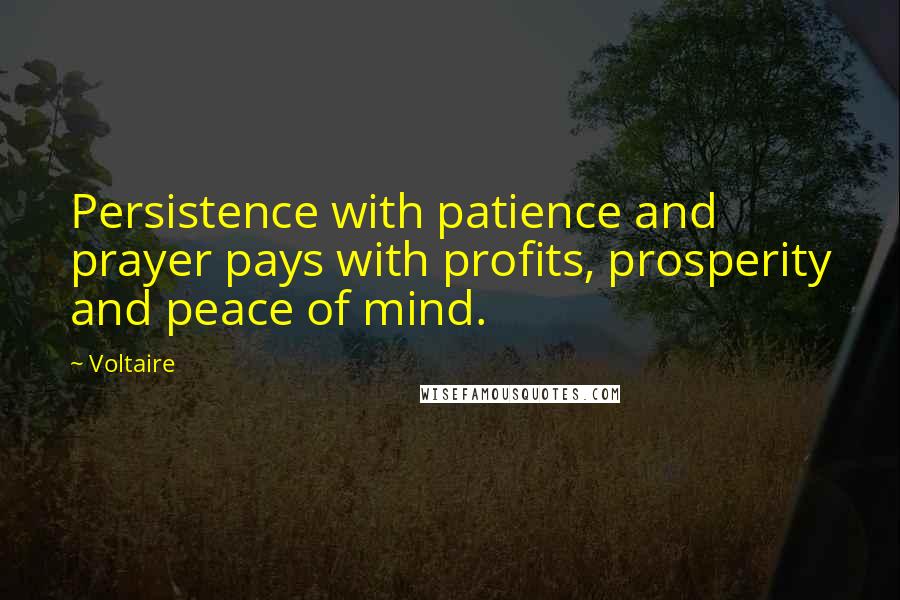 Voltaire Quotes: Persistence with patience and prayer pays with profits, prosperity and peace of mind.