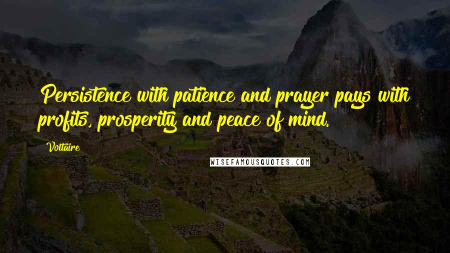 Voltaire Quotes: Persistence with patience and prayer pays with profits, prosperity and peace of mind.