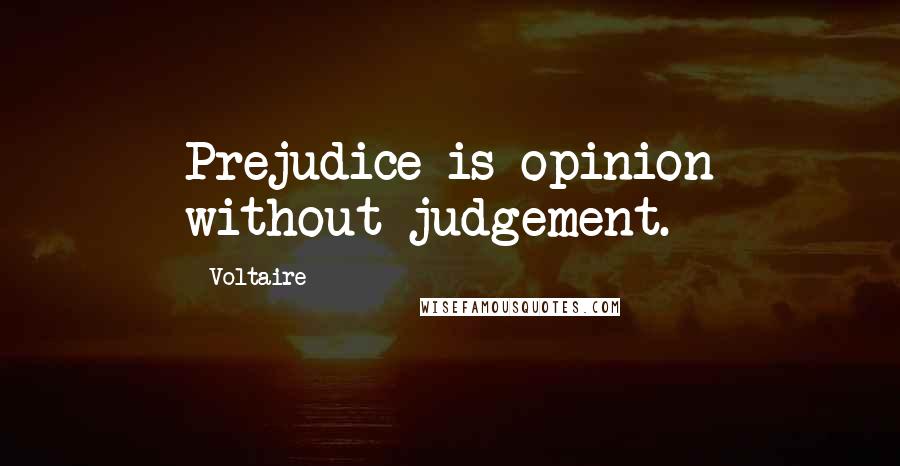 Voltaire Quotes: Prejudice is opinion without judgement.