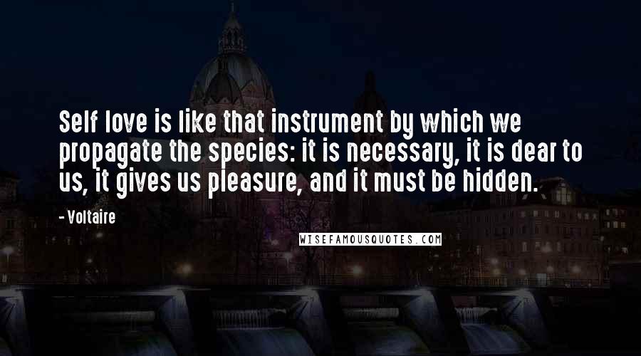 Voltaire Quotes: Self love is like that instrument by which we propagate the species: it is necessary, it is dear to us, it gives us pleasure, and it must be hidden.