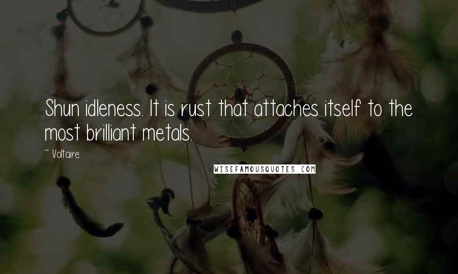 Voltaire Quotes: Shun idleness. It is rust that attaches itself to the most brilliant metals.