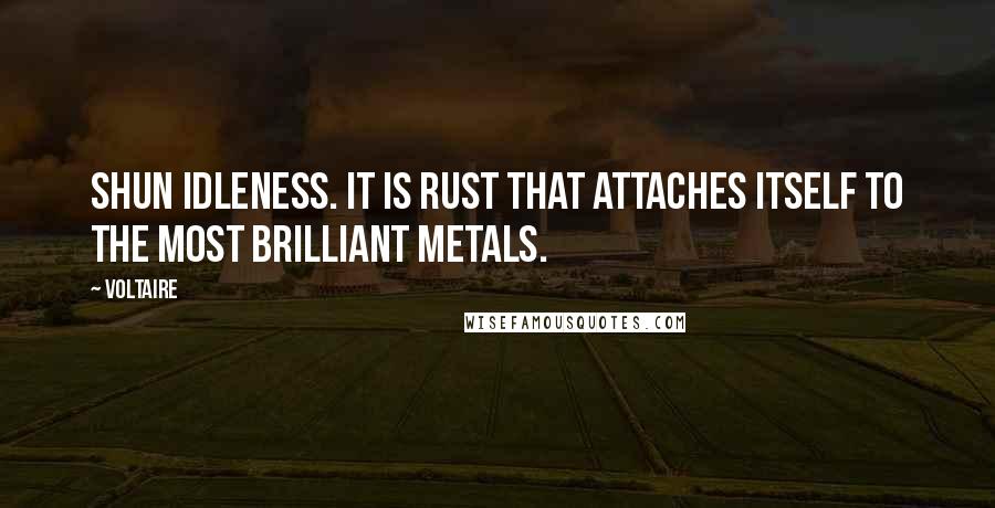 Voltaire Quotes: Shun idleness. It is rust that attaches itself to the most brilliant metals.