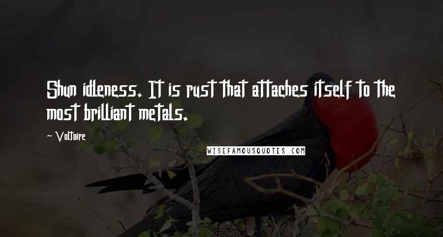 Voltaire Quotes: Shun idleness. It is rust that attaches itself to the most brilliant metals.