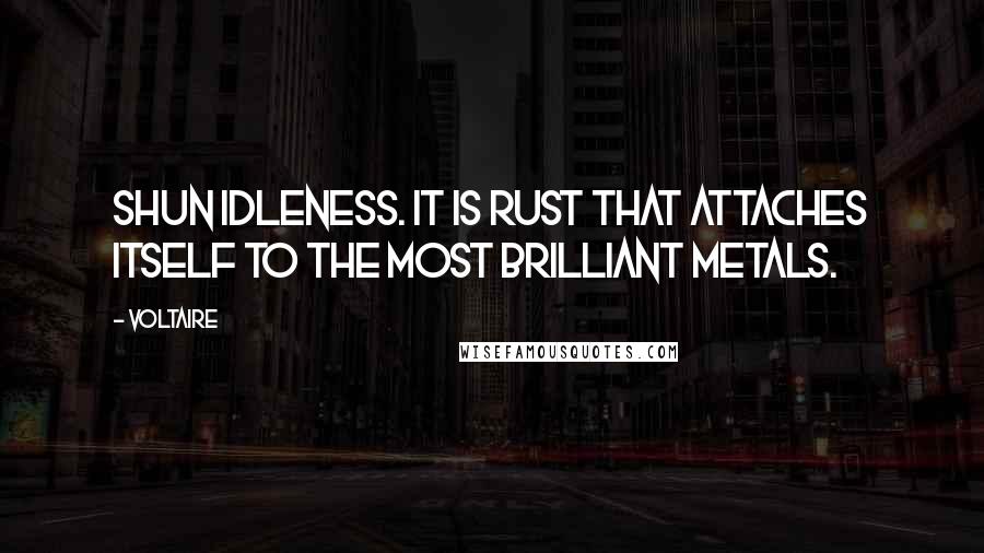 Voltaire Quotes: Shun idleness. It is rust that attaches itself to the most brilliant metals.