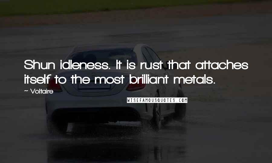 Voltaire Quotes: Shun idleness. It is rust that attaches itself to the most brilliant metals.