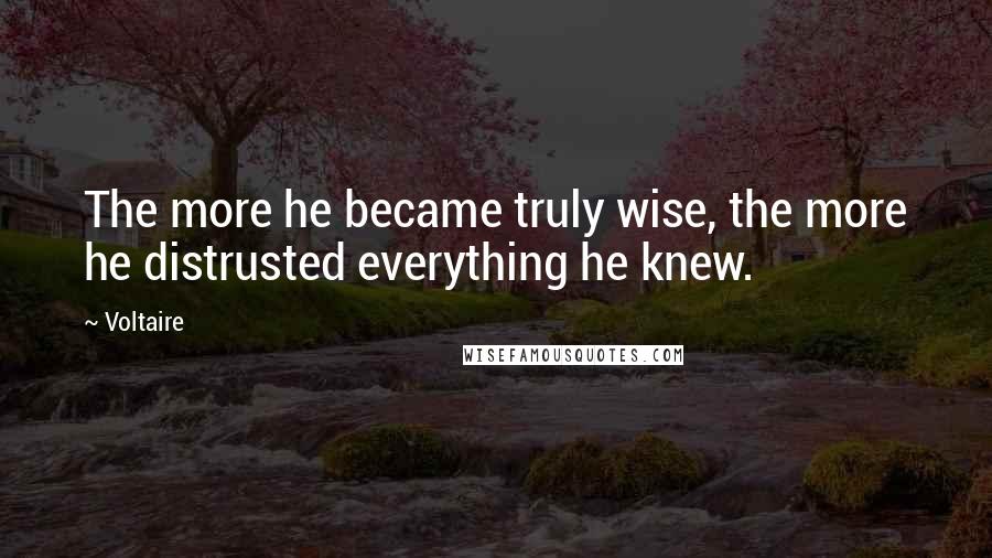 Voltaire Quotes: The more he became truly wise, the more he distrusted everything he knew.