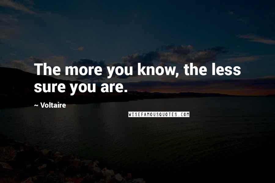 Voltaire Quotes: The more you know, the less sure you are.