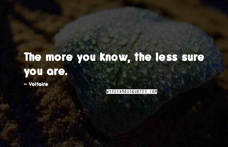 Voltaire Quotes: The more you know, the less sure you are.