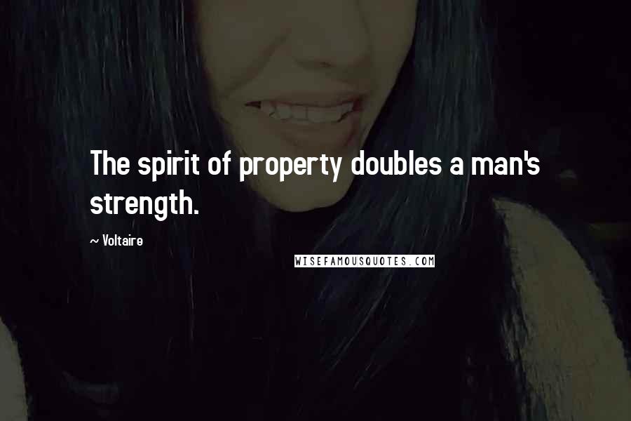 Voltaire Quotes: The spirit of property doubles a man's strength.