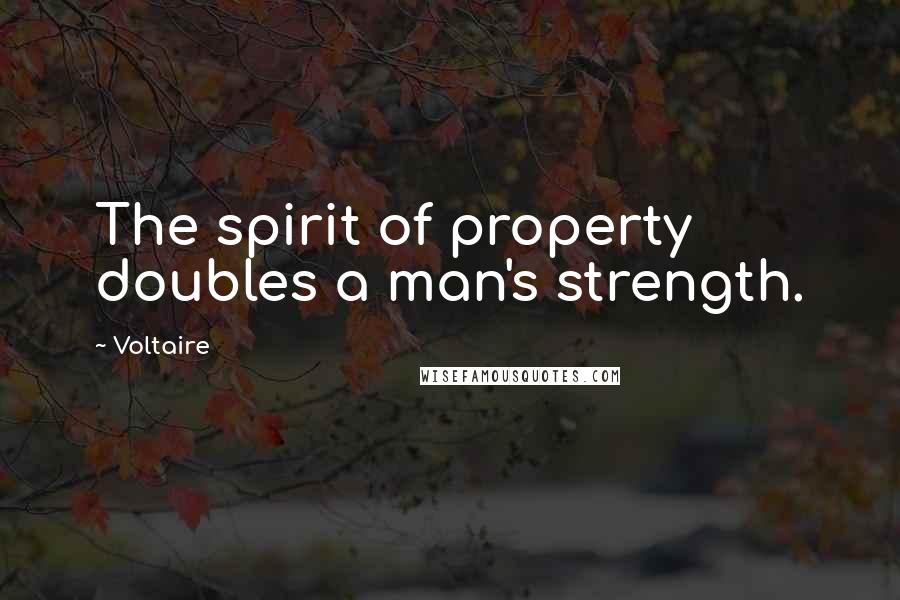 Voltaire Quotes: The spirit of property doubles a man's strength.