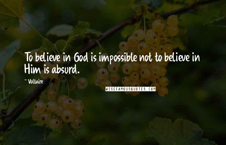 Voltaire Quotes: To believe in God is impossible not to believe in Him is absurd.