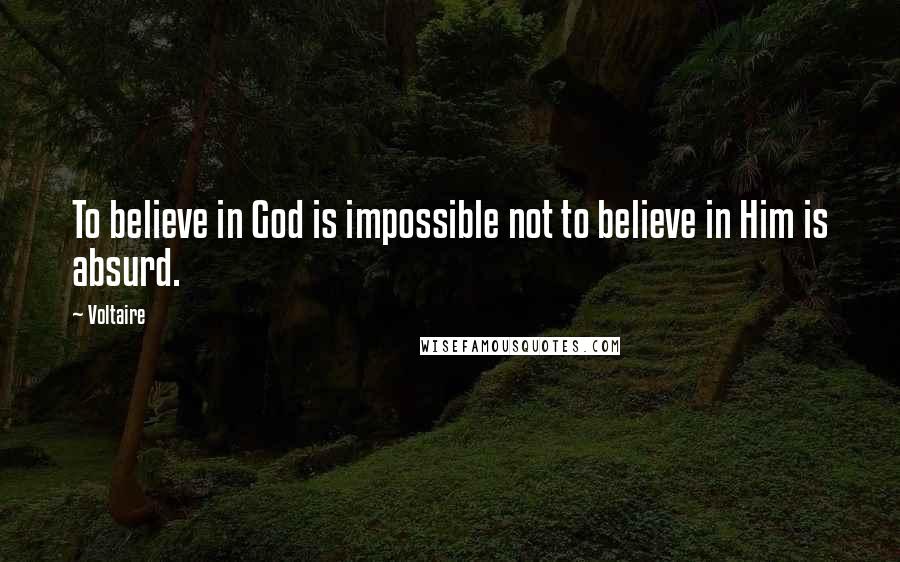 Voltaire Quotes: To believe in God is impossible not to believe in Him is absurd.