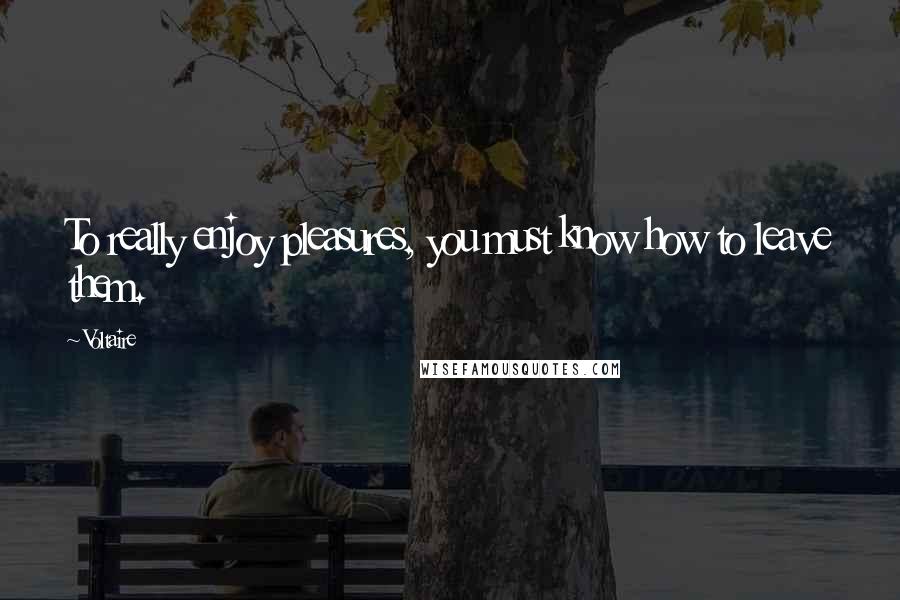 Voltaire Quotes: To really enjoy pleasures, you must know how to leave them.